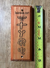 Load image into Gallery viewer, Brown Mezuzah with Menorah - Pictograph Hebrew