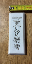 Load image into Gallery viewer, White Mezuzah with Menorah - Pictograph Hebrew
