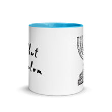 Load image into Gallery viewer, Shabbat Shalom & Menorah, Mug with Color Inside
