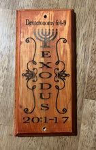 Load image into Gallery viewer, Brown Mezuzah with Menorah - Exodus
