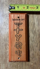 Load image into Gallery viewer, Brown Mezuzah with Menorah - Pictograph Hebrew
