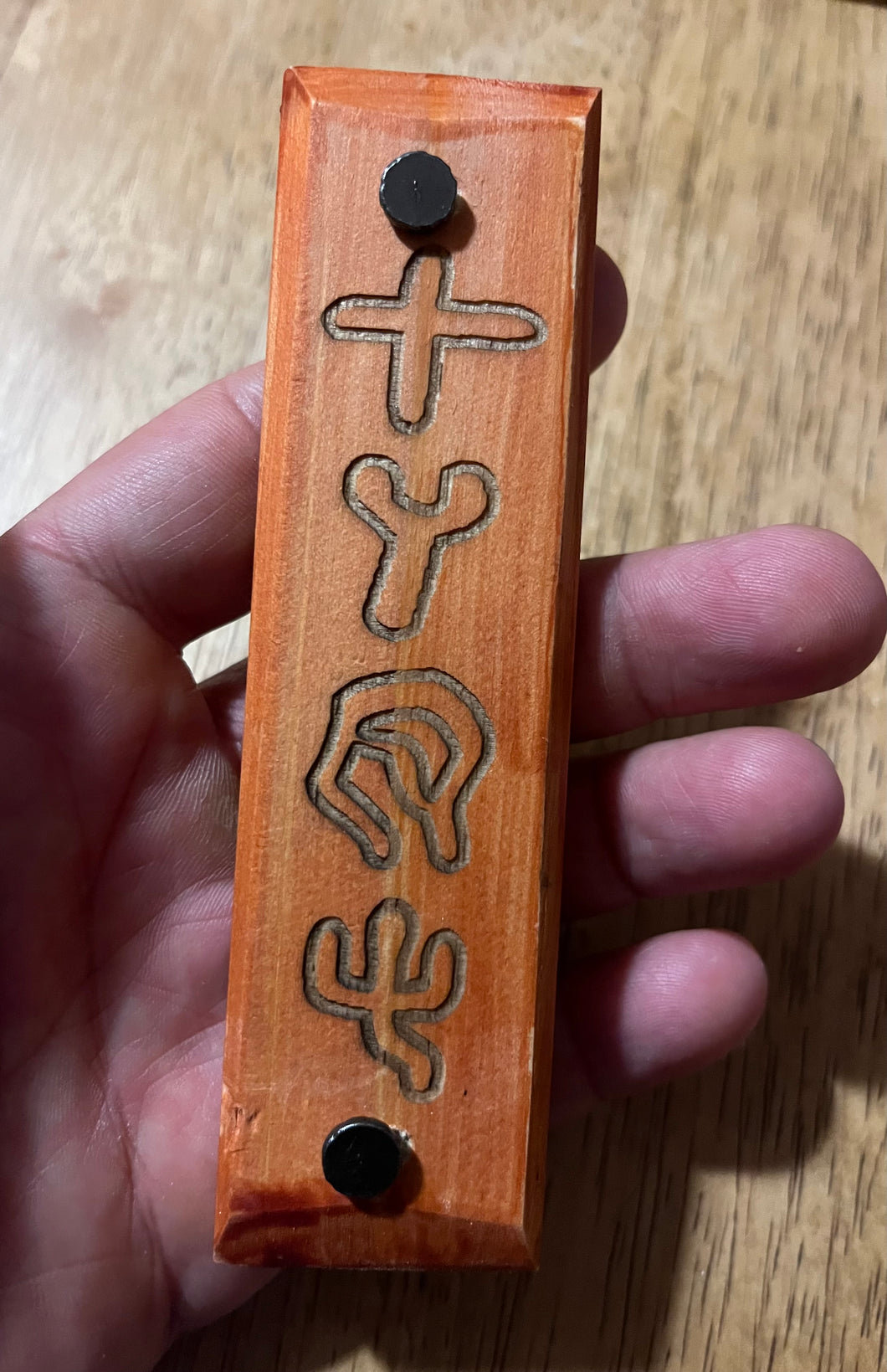 Brown Mezuzah - Pictograph Torah