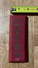 Load image into Gallery viewer, Red Mezuzah with Menorah - Pictograph Hebrew
