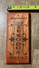 Load image into Gallery viewer, Brown Mezuzah with Menorah - Exodus

