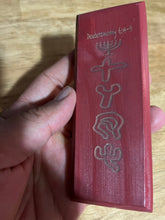Load image into Gallery viewer, Red Mezuzah with Menorah - Pictograph Hebrew
