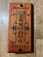 Load image into Gallery viewer, Brown Mezuzah with Menorah - Exodus
