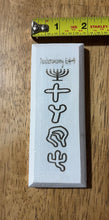Load image into Gallery viewer, White Mezuzah with Menorah - Pictograph Hebrew
