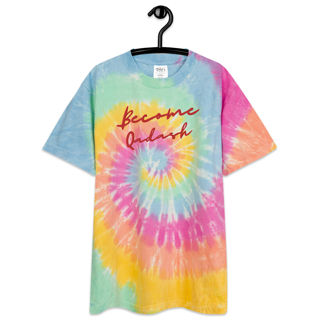 Become Qadash, embroidered, tie-dye t-shirt