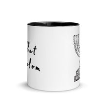 Load image into Gallery viewer, Shabbat Shalom &amp; Menorah, Mug with Color Inside

