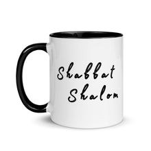 Load image into Gallery viewer, Shabbat Shalom &amp; Menorah, Mug with Color Inside
