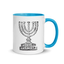 Load image into Gallery viewer, Shabbat Shalom &amp; Menorah, Mug with Color Inside

