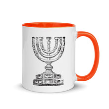 Load image into Gallery viewer, Shabbat Shalom &amp; Menorah, Mug with Color Inside
