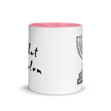 Load image into Gallery viewer, Shabbat Shalom &amp; Menorah, Mug with Color Inside
