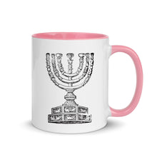 Load image into Gallery viewer, Shabbat Shalom &amp; Menorah, Mug with Color Inside
