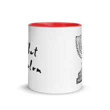 Load image into Gallery viewer, Shabbat Shalom &amp; Menorah, Mug with Color Inside
