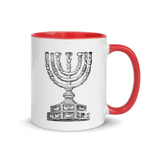 Load image into Gallery viewer, Shabbat Shalom &amp; Menorah, Mug with Color Inside
