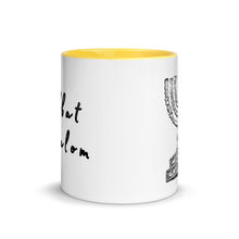 Load image into Gallery viewer, Shabbat Shalom &amp; Menorah, Mug with Color Inside
