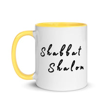 Load image into Gallery viewer, Shabbat Shalom &amp; Menorah, Mug with Color Inside

